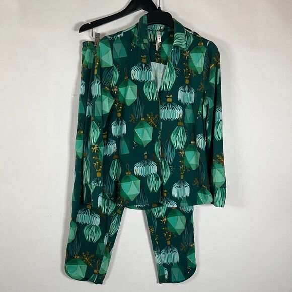 Soma Embraceable Pajamas Large Christmas Ornaments Holiday Winter Green Gold - Picture 2 of 15
